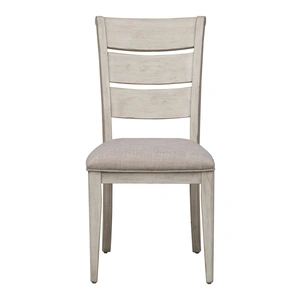 Liberty Furniture Farmhouse Reimagined Linen/Wood Ladder Back Side Chair, Antique White/Chestnut (Set of 2)