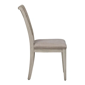 Liberty Furniture Farmhouse Reimagined Linen/Wood Ladder Back Side Chair, Antique White/Chestnut (Set of 2)