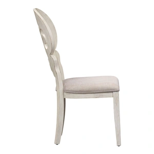 Liberty Furniture Farmhouse Reimagined Linen/Wood Splat Back Side Chair, Antique White/Chestnut (Set of 2)