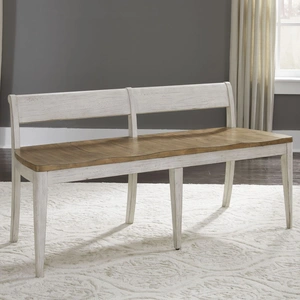 Liberty Furniture Farmhouse Reimagined Wood Bench, Antique White/Chestnut
