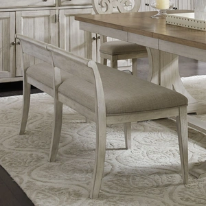 Liberty Furniture Farmhouse Reimagined Linen/Wood Bench, Antique White/Chestnut