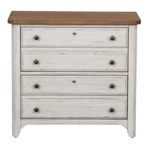 Liberty Furniture Farmhouse Reimagined Wood 2-Drawer Lateral File Cabinet, Antique White/Chestnut