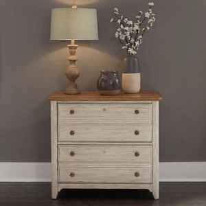 Liberty Furniture Farmhouse Reimagined Wood 2-Drawer Lateral File Cabinet, Antique White/Chestnut