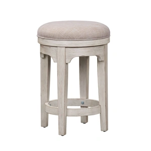 Liberty Furniture Farmhouse Reimagined Fabric/Wood Console Swivel Stool, Antique White/Chestnut