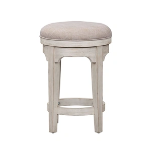 Liberty Furniture Farmhouse Reimagined Fabric/Wood Console Swivel Stool, Antique White/Chestnut