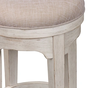 Liberty Furniture Farmhouse Reimagined Fabric/Wood Console Swivel Stool, Antique White/Chestnut