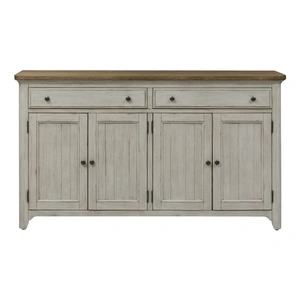 Liberty Furniture Farmhouse Reimagined Wood 2-Door 2-Drawer Server, Antique White/Chestnut