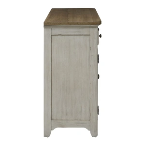 Liberty Furniture Farmhouse Reimagined Wood 2-Door 2-Drawer Server, Antique White/Chestnut