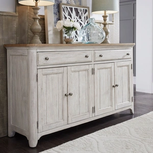Liberty Furniture Farmhouse Reimagined Wood 2-Door 2-Drawer Server, Antique White/Chestnut