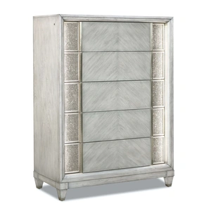 Klaussner Navara 5 Drawer Chest w/Lighting, Clearly Silver