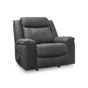 Ashley Furniture Status Check Faux Leather Rocker Recliner in Shadow