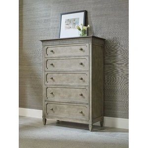 American Drew Savona Wood Chest w/5 Drawers, Mocha Elm/Smoky Taupe