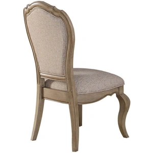ACME Chelmsford Wood/Fabric Dining Room Set, Beige & Antique Taupe