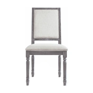 ACME Leventis Fabric/Wood Dining Chair, Cream/Weathered Gray (Set of 2)