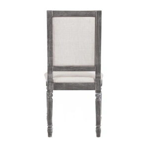 ACME Leventis Fabric/Wood Dining Chair, Cream/Weathered Gray (Set of 2)