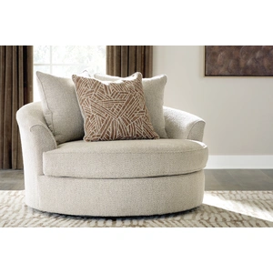Ashley Furniture Steelwater Retreat Fabric Oversized Swivel Accent Chair in Latte