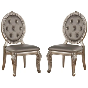 ACME Northville PU Dining Side Chair, Antique Silver (Set of 2)