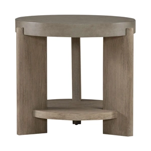 Liberty Furniture Affinity Round Faux Concrete/Wood End Table, Dusty Taupe