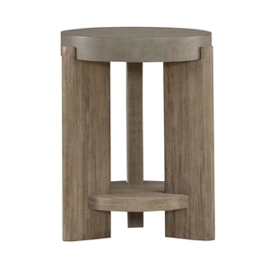 Liberty Furniture Affinity Round Faux Concrete/Wood Chairside Table, Dusty Taupe