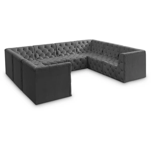 Meridian Furniture Tuft 128-inch 8-Piece Velvet Modular Sectional