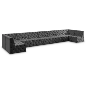 Meridian Furniture Tuft 215-inch 9-Piece Velvet Modular Sectional