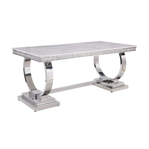 ACME Zander Artificial Marble Top Dining Table, White