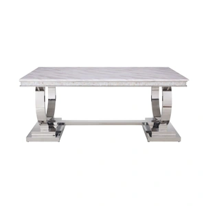 ACME Zander Artificial Marble Top Dining Table, White
