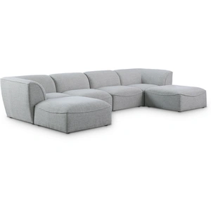 Meridian Furniture Miramar 142-inch 6-Piece Linen Fabric Modular U-Shape Sectional Sofa
