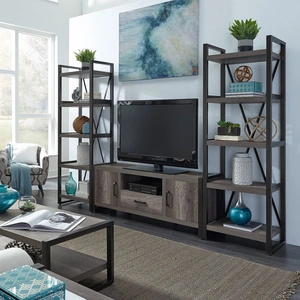 Liberty Furniture Tanners Creek Entertainment Center | Wall Unit with Piers, Graystone