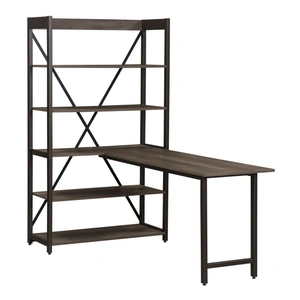 Liberty Furniture Tanners Creek Rectangular Melamine/Wood/Metal Desk & Bookcase Set, Graystone