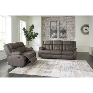 Ashley Furniture SM First Base Polyester Reclining Living Room Set, Gunmetal