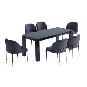Manhattan Comfort Rockaway 70.86-inch Solid Wood Dining Room Set w/Flor Chairs