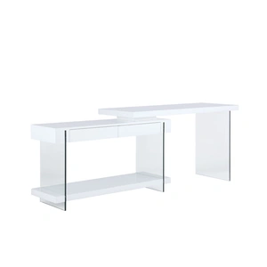 Chintaly Imports 6920 Motion Home Office Desk, Gloss White/Clear