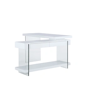 Chintaly Imports 6920 Motion Home Office Desk, Gloss White/Clear
