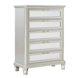 Ashley Furniture Ashley SM Lindenfield 5-Drawer Wood Veneer Chest, Metallic Silvertone