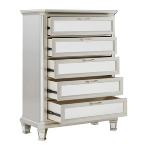 Ashley Furniture Ashley SM Lindenfield 5-Drawer Wood Veneer Chest, Metallic Silvertone