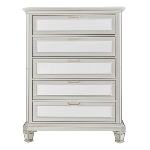 Ashley Furniture Ashley SM Lindenfield 5-Drawer Wood Veneer Chest, Metallic Silvertone