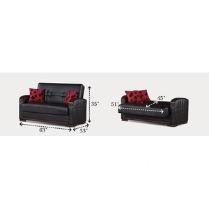 Empire Furniture, USA Bronx Bonded Leather Storage Loveseat, Black