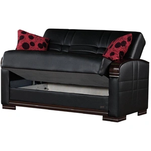 Empire Furniture, USA Bronx Bonded Leather Storage Loveseat, Black