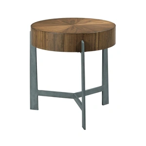 American Drew Ad Modern Synergy Round Wood/Metal Framing Lamp Table, Medium Stain