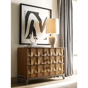 American Drew Ad Modern Synergy Wood Pattern Console w/3 Drawers, Medium Stain