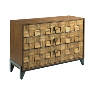 American Drew Ad Modern Synergy Wood Pattern Console w/3 Drawers, Medium Stain