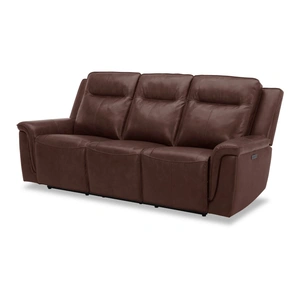Liberty Furniture Avery Leather Power Reclining Sofa w/USB Chargers, Cognac