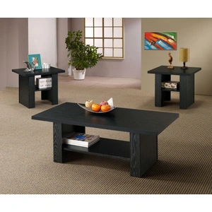 Coaster Rodez 3-Piece Wood Veneer Occasional Table Set, Black Oak