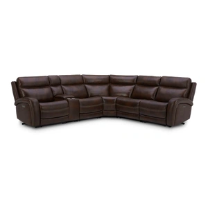 Liberty Furniture Blair Leather 6-Piece Power Reclining Sectional w/USB Chargers, Cognac