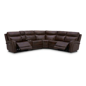Liberty Furniture Blair Leather 6-Piece Power Reclining Sectional w/USB Chargers, Cognac