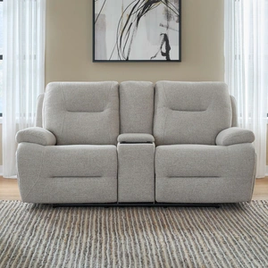 Liberty Furniture Cameron Fabric Power Reclining Loveseat w/Console & USB Chargers, Nathan Ginger