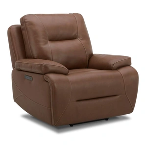 Liberty Furniture Cameron Leather Power Recliner w/USB Chargers in Dakota Saddle