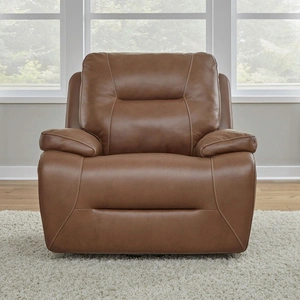 Liberty Furniture Cameron Leather Power Recliner w/USB Chargers in Dakota Saddle