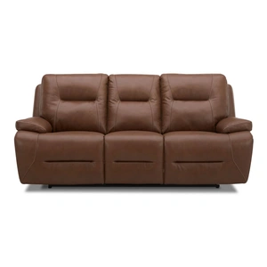 Liberty Furniture Cameron Leather Power Reclining Sofa w/USB Chargers, Dakota Saddle